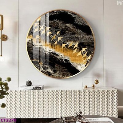 File gốc File tranh cây tiền tài lộc hoa đào tết CT2270 (in tráng gương) hiện đại