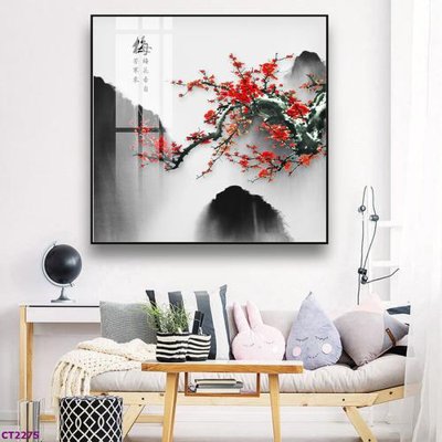 Tải file File tranh cây tiền tài lộc hoa đào tết CT2275 (gốc) chủ đề tâm linh