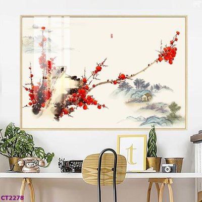 Mua file gốc File tranh cây tiền tài lộc hoa đào tết CT2278 (in ấn) tại Filetranh.com