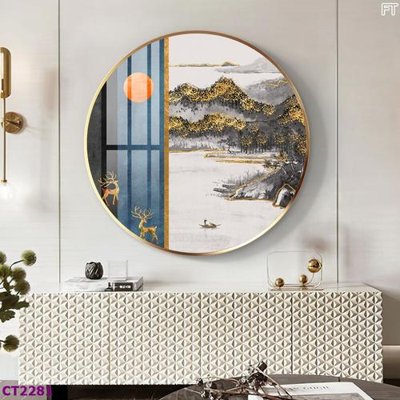 File gốc File tranh cây tiền tài lộc hoa đào tết CT2281 (in 3D) nghệ thuật