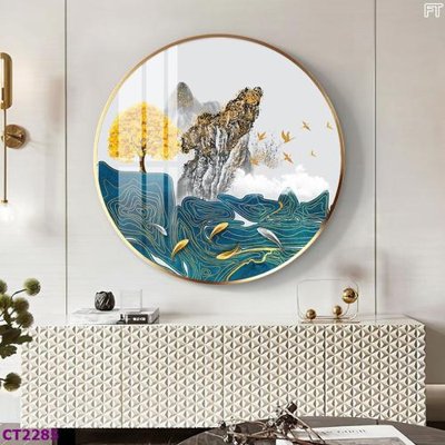 File in trần File tranh cây tiền tài lộc hoa đào tết CT2285 (file gốc) xuyên sáng