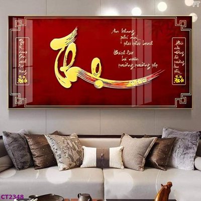 File tranh File tranh cây tiền tài lộc hoa đào tết CT2348 (bản gốc) in lụa dán tường