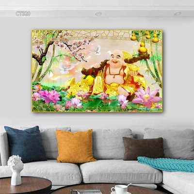 File gốc Tranh thần tài cây tiền CT320 (in tráng gương) nghệ thuật