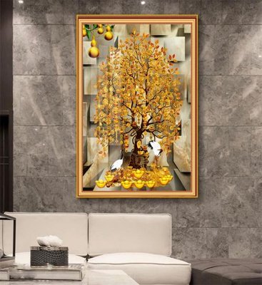 File tranh Tranh thần tài cây tiền CT323 (ảnh gốc) in trần nhà