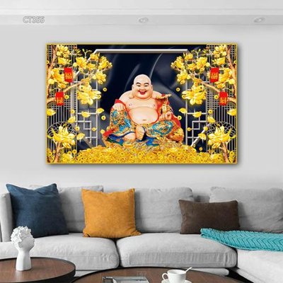 Ảnh gốc Tranh thần tài cây tiền CT355 (độ nét cao) in tráng gương