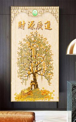 File tranh Tranh thần tài cây tiền CT379 (bản gốc) trang trí văn phòng