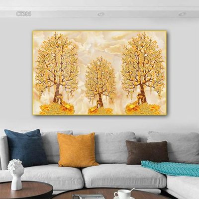 File tranh Tranh thần tài cây tiền CT386 (gốc) chủ đề tĩnh vật