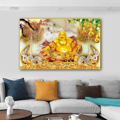 File tranh gốc in trần nhà Tranh thần tài cây tiền CT388 3D