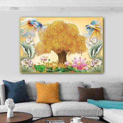 File in ấn Tranh thần tài cây tiền CT391 (bản gốc) sắc nét