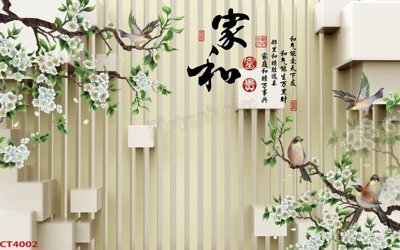 Tải file gốc in lụa File tranh hoa đào hoa mai tài lộc CT4002 siêu nét