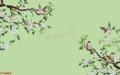 File ảnh File tranh hoa đào hoa mai tài lộc CT4003 (gốc) in decal dán tường