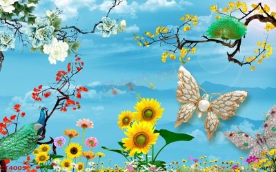 File PSD File tranh hoa đào hoa mai tài lộc CT4005 (gốc) cho in quảng cáo