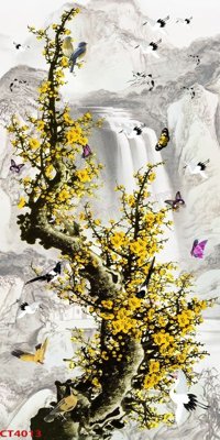 File in mica File tranh hoa đào hoa mai tài lộc CT4013 (bản gốc) sắc sảo