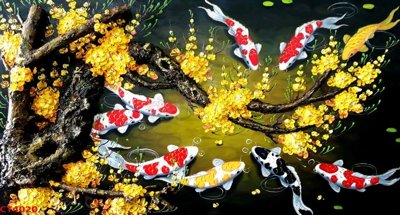 File in trần File tranh hoa đào hoa mai tài lộc CT4020 (bản gốc) 5D