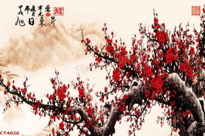 Ảnh mô tả file gốc in mica File tranh hoa đào hoa mai tài lộc CT4026