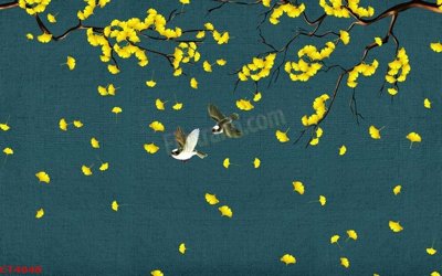 File ảnh File tranh hoa đào hoa mai tài lộc CT4048 (gốc) in standee