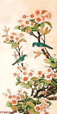 File gốc File tranh hoa đào hoa mai tài lộc CT4052 (dành cho trang trí nội thất)