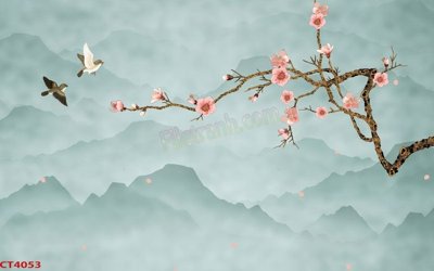 Tải file File tranh hoa đào hoa mai tài lộc CT4053 (ảnh gốc) in gạch men