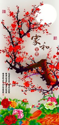 File tranh File tranh hoa đào hoa mai tài lộc CT4066 (ảnh gốc) in trần nhà