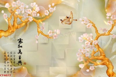 Tải file PSD File tranh hoa đào hoa mai tài lộc CT4077 (nguyên layer) để in