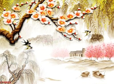 Tải file gốc File tranh hoa đào hoa mai tài lộc CT4095 (in khổ lớn) không vỡ