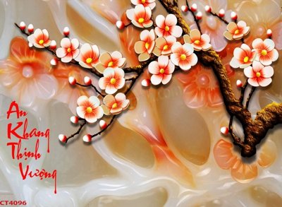 Download file gốc File tranh hoa đào hoa mai tài lộc CT4096 (in mica) trang trí