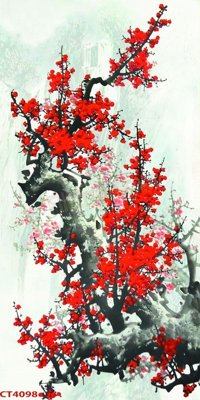Tải file File tranh hoa đào hoa mai tài lộc CT4098 (PSD) cho in tranh 3D