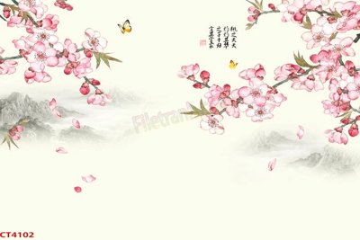 Download file File tranh hoa đào hoa mai tài lộc CT4102 (gốc) in mica bàn thờ