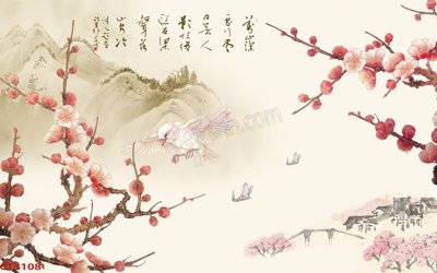 File gốc File tranh hoa đào hoa mai tài lộc CT4108 (phiên bản chuẩn) để in ấn