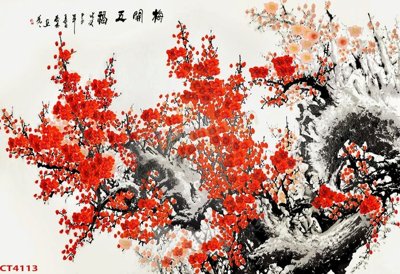 File tranh File tranh hoa đào hoa mai tài lộc CT4113 (file gốc) chuẩn màu in