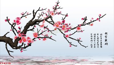 File tranh File tranh hoa đào hoa mai tài lộc CT4116 (ảnh gốc) in trần nhà