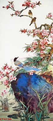 File ảnh File tranh hoa đào hoa mai tài lộc CT4130 (gốc) in PP, decal