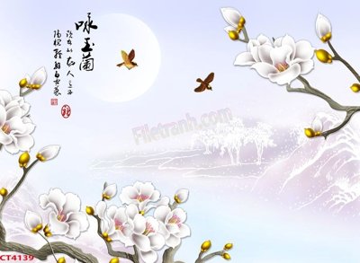 File gốc File tranh hoa đào hoa mai tài lộc CT4139 (thiết kế) cho in ấn