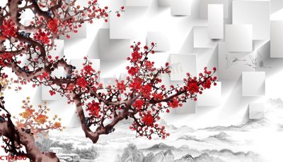 Tệp tin gốc File tranh hoa đào hoa mai tài lộc CT4180 (dùng cho in) File tranh hoa đào hoa mai tài lộc CT4180