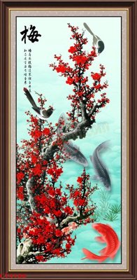 File gốc File tranh hoa đào hoa mai tài lộc CT4186 (trang trí) phòng làm việc