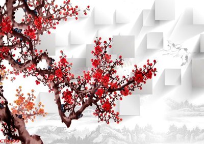 Tải file File tranh hoa đào hoa mai tài lộc CT4199 (ảnh gốc) độ phân giải 300dpi
