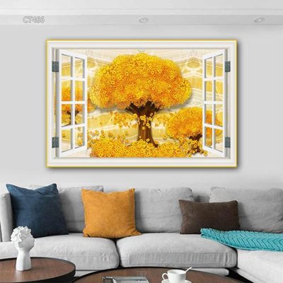 File gốc Tranh thần tài cây tiền CT466 (dành cho trang trí nội thất)