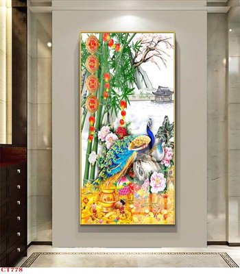 File in trần File tranh cây tiền tài lộc CT778 (bản gốc) trời sao