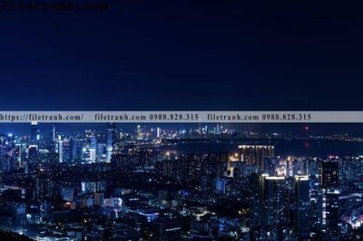 File tranh Canh dem thanh pho 320 (bản gốc) treo quán cafe