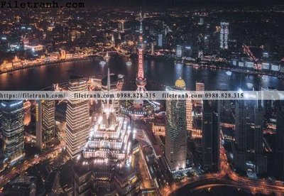 File tranh Canh dem thanh pho 544 (ảnh gốc) in trần nhà