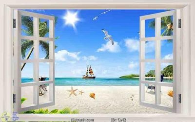 File tranh File gốc cửa sổ 3D CS42 (gốc) phong cách tối giản