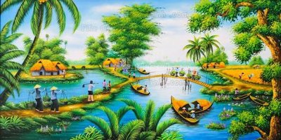 File in mica File tranh đồng quê DQ163 (bản gốc) làm vách ngăn