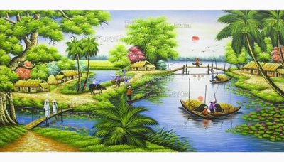 Tải file File tranh đồng quê DQ164 (gốc) chủ đề hoa sen