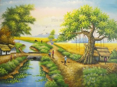 File in ấn File tranh đồng quê DQ166 (bản gốc) sắc nét