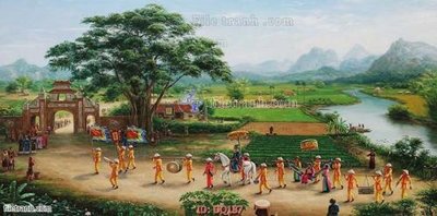 File gốc File tranh đồng quê DQ187 (ảnh chi tiết) để in lụa