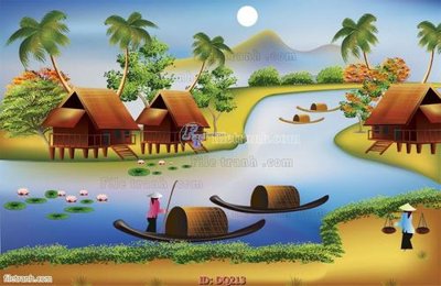 Tải file gốc in lụa File tranh đồng quê DQ213 siêu nét