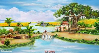 File gốc in ấn File tranh đồng quê DQ243 chuẩn màu CMYK
