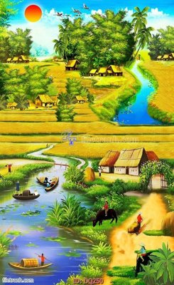 File gốc File tranh đồng quê DQ250 cho in ấn và thiết kế