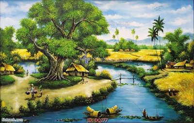 Chi tiết file tranh tráng gương File tranh đồng quê DQ277 (ảnh gốc)