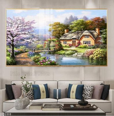 Tải file File tranh đồng quê DQ288 (ảnh gốc) in tranh kính